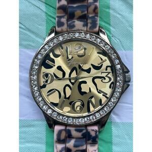 Geneva Leopard Print Large Dial Rhinestone Bezel Quartz Watch